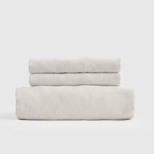 QUINCE European Linen Fitted Sheet Set Twin Sand 5359
